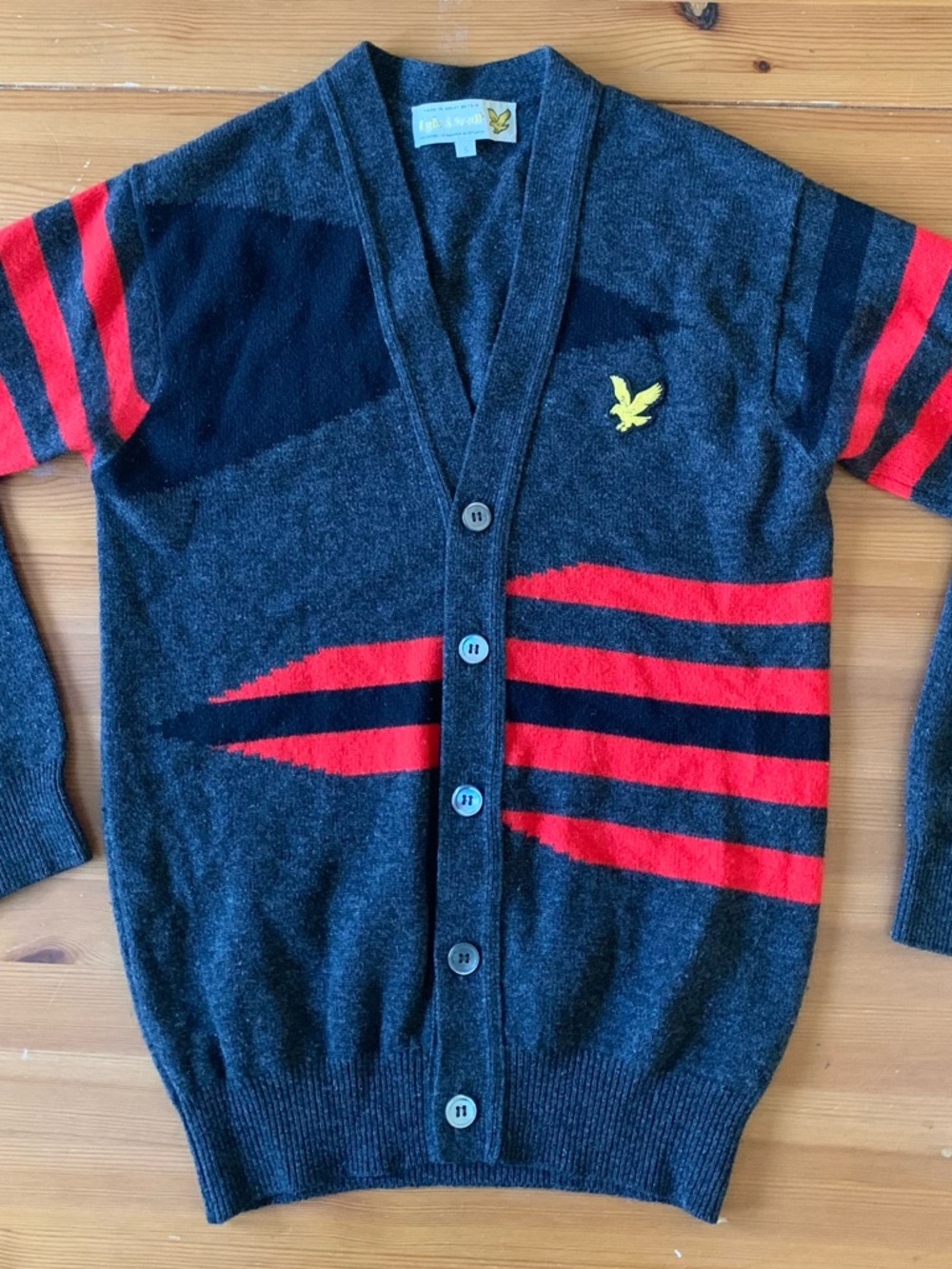 Lyle & Scott Charcoal Gray V‑neck Cardigan